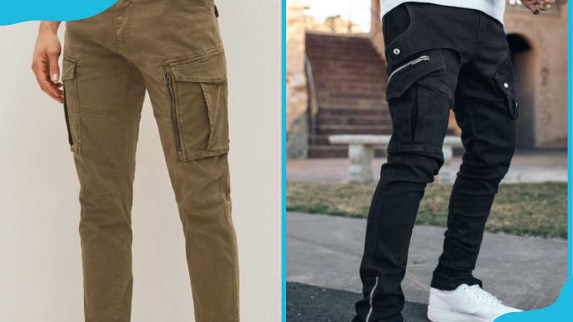 Men wearing slim-fit cargo pants Men wearing slim-fit cargo pants