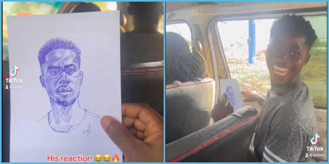 Trotro Mate Wears Beautiful Smile After An Artist Gives Him A Drawing Of Himself Trotro Mate Wears Beautiful Smile After An Artist Gives Him A Drawing Of Himself