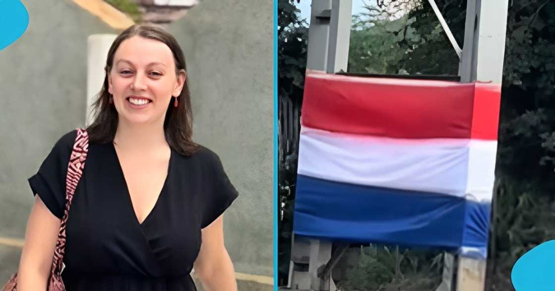 Obroni woman, NPP, Dutch, disappointed, discovering, country's flag Obroni woman, NPP, Dutch, disappointed, discovering, country's flag