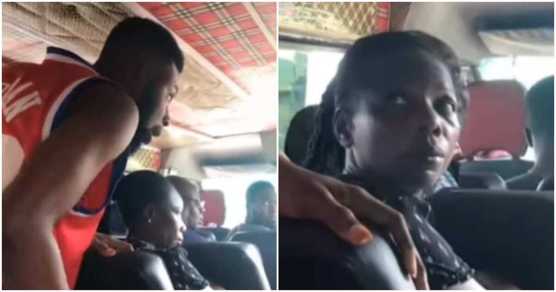 Photo of Ghanaian man with passengers in trotro Photo of Ghanaian man with passengers in trotro