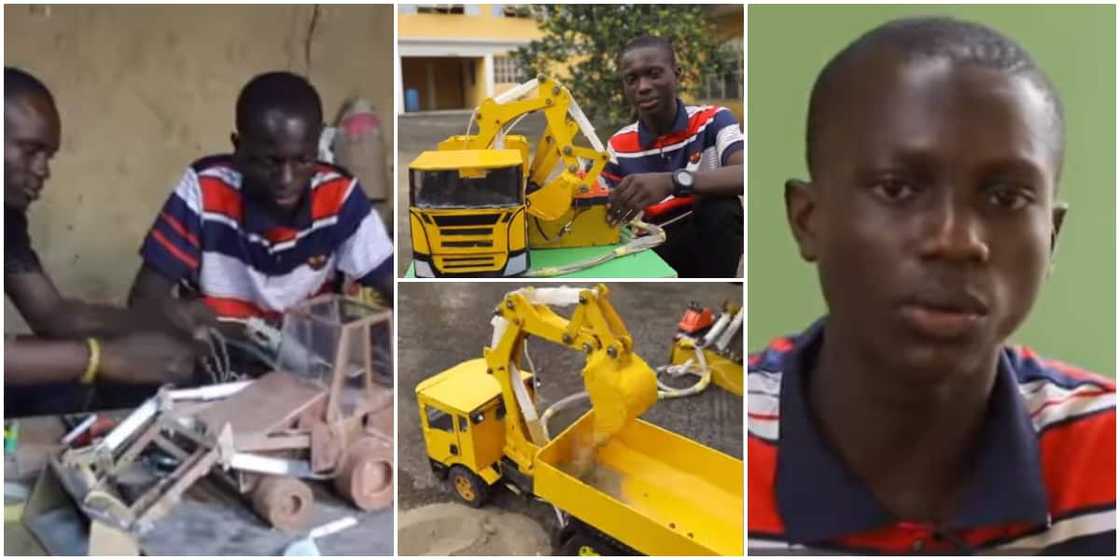 Nigerians react to video of talented boy who built excavator prototype using wood and aluminium Nigerians react to video of talented boy who built excavator prototype using wood and aluminium