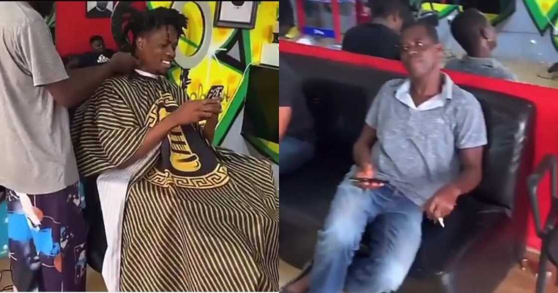Kwesi Arthur's Father Takes him to Barbering shop for his Haircut; Supervises Barber in new Video Kwesi Arthur's Father Takes him to Barbering shop for his Haircut; Supervises Barber in new Video