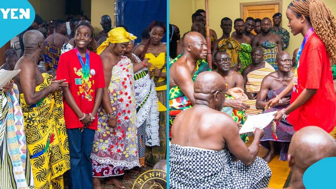 Young Girl, International Mathematics Award, Otumfuo Osei Tutu II, Manhyia Palace Young Girl, International Mathematics Award, Otumfuo Osei Tutu II, Manhyia Palace