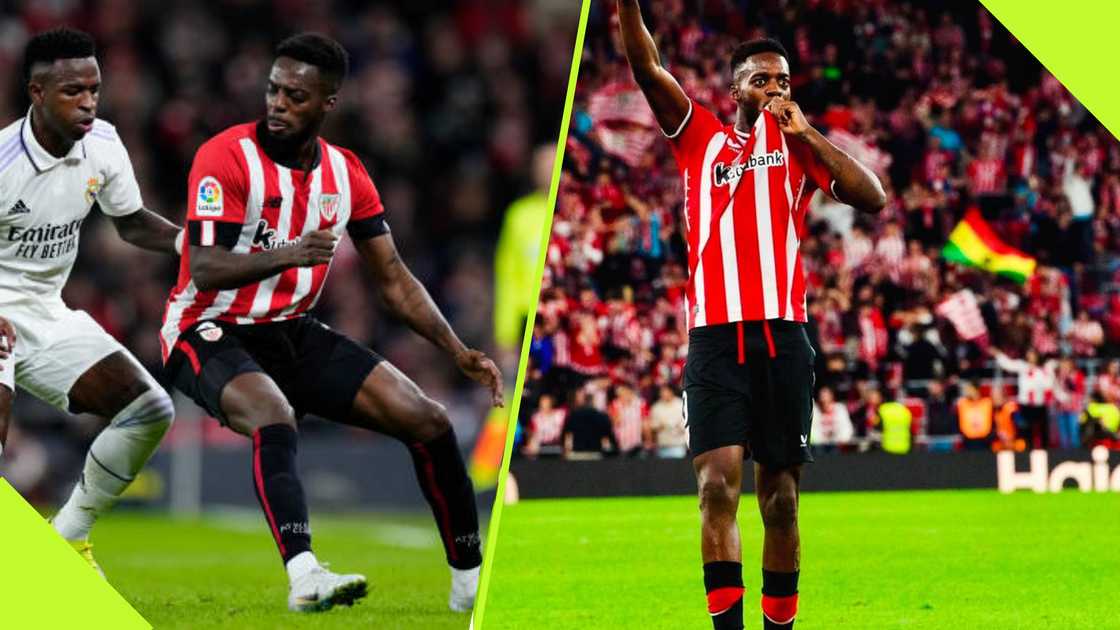 Inaki Williams celebrates win over Real Madrid. Inaki Williams celebrates win over Real Madrid.