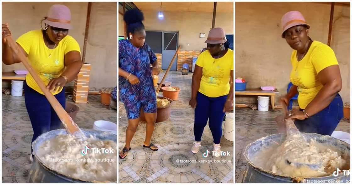 Photo of Kenkey vendor dancing