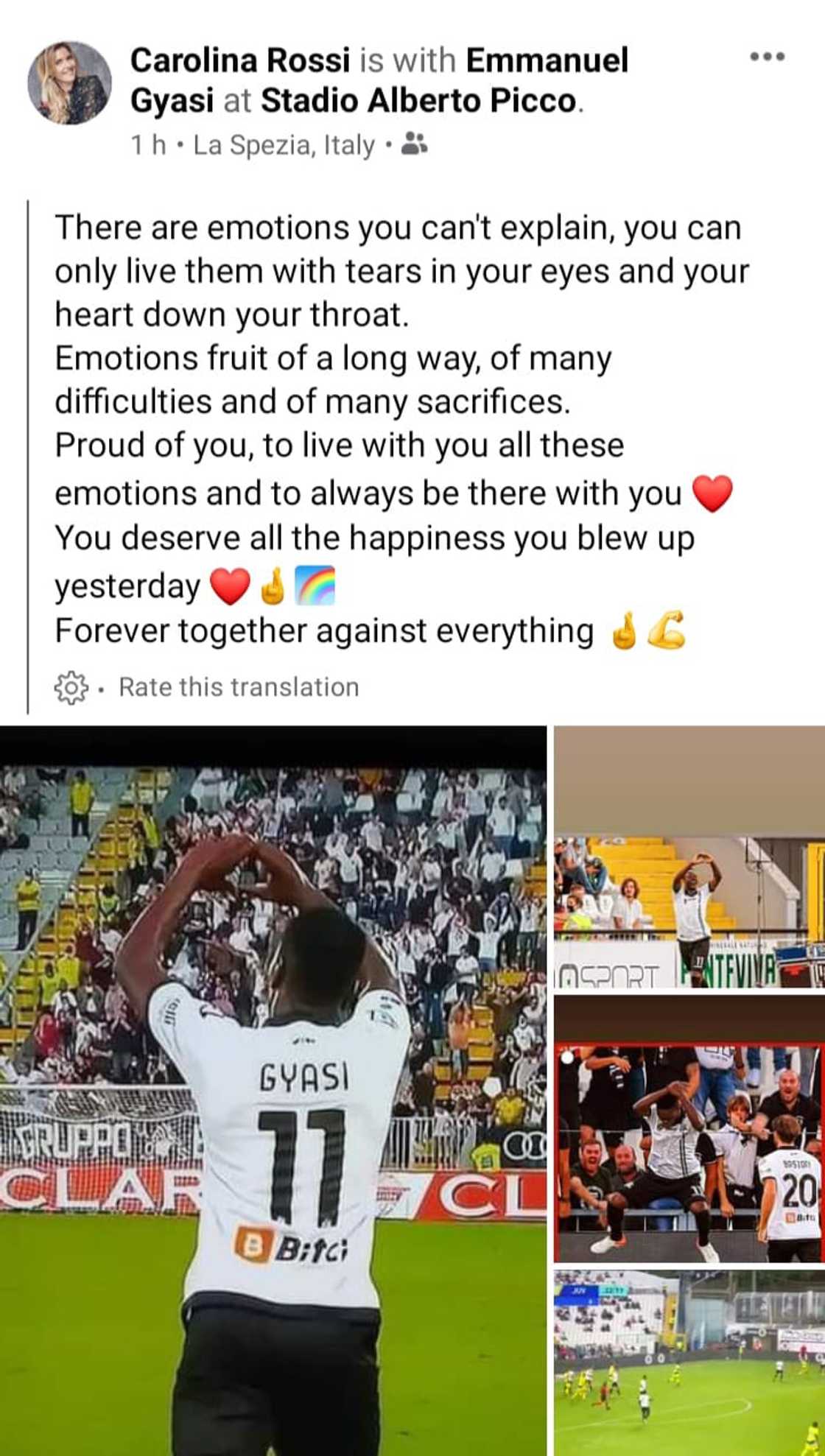 Proud of you love - Emmanuel Gyasi's Italian girlfriend celebrates his stunner against Juventus Proud of you love - Emmanuel Gyasi's Italian girlfriend celebrates his stunner against Juventus