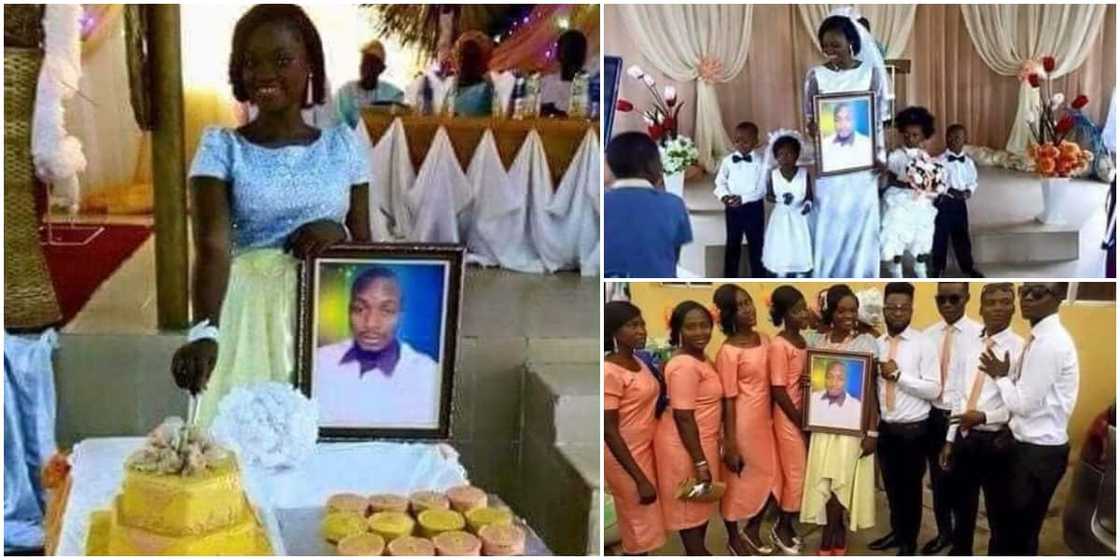 Nigerians react as lady marries with man's photo because he claims to be busy abroad Nigerians react as lady marries with man's photo because he claims to be busy abroad