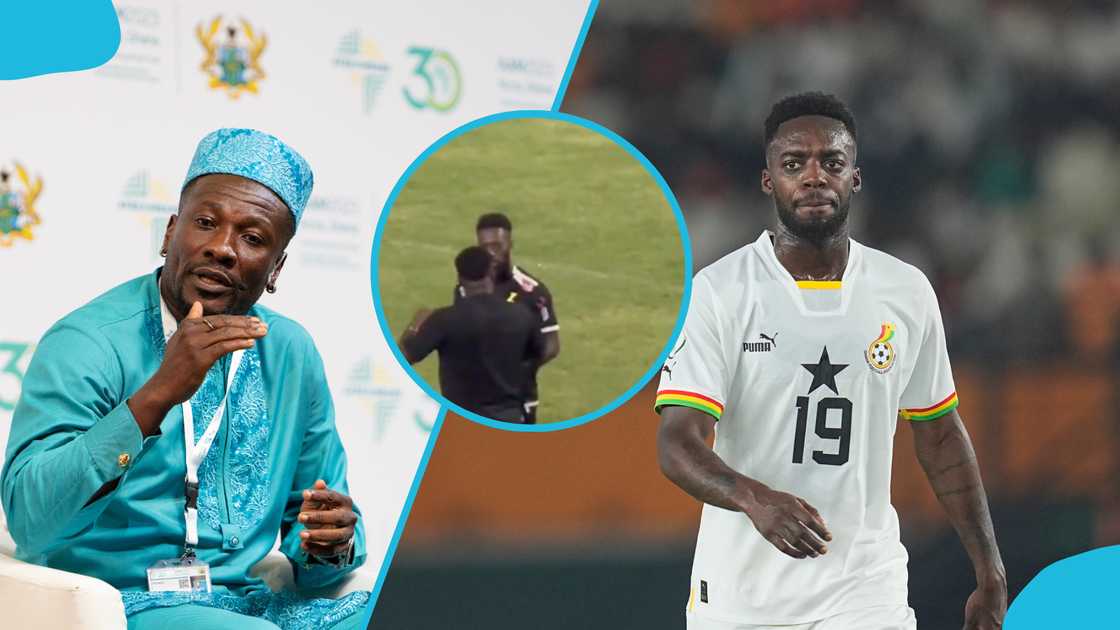 Asamoah Gyan held an intense conversation with Inaki Williams after Black Stars' training session at the Accra Sports Stadium on Wednesday, March 19. Asamoah Gyan held an intense conversation with Inaki Williams after Black Stars' training session at the Accra Sports Stadium on Wednesday, March 19.