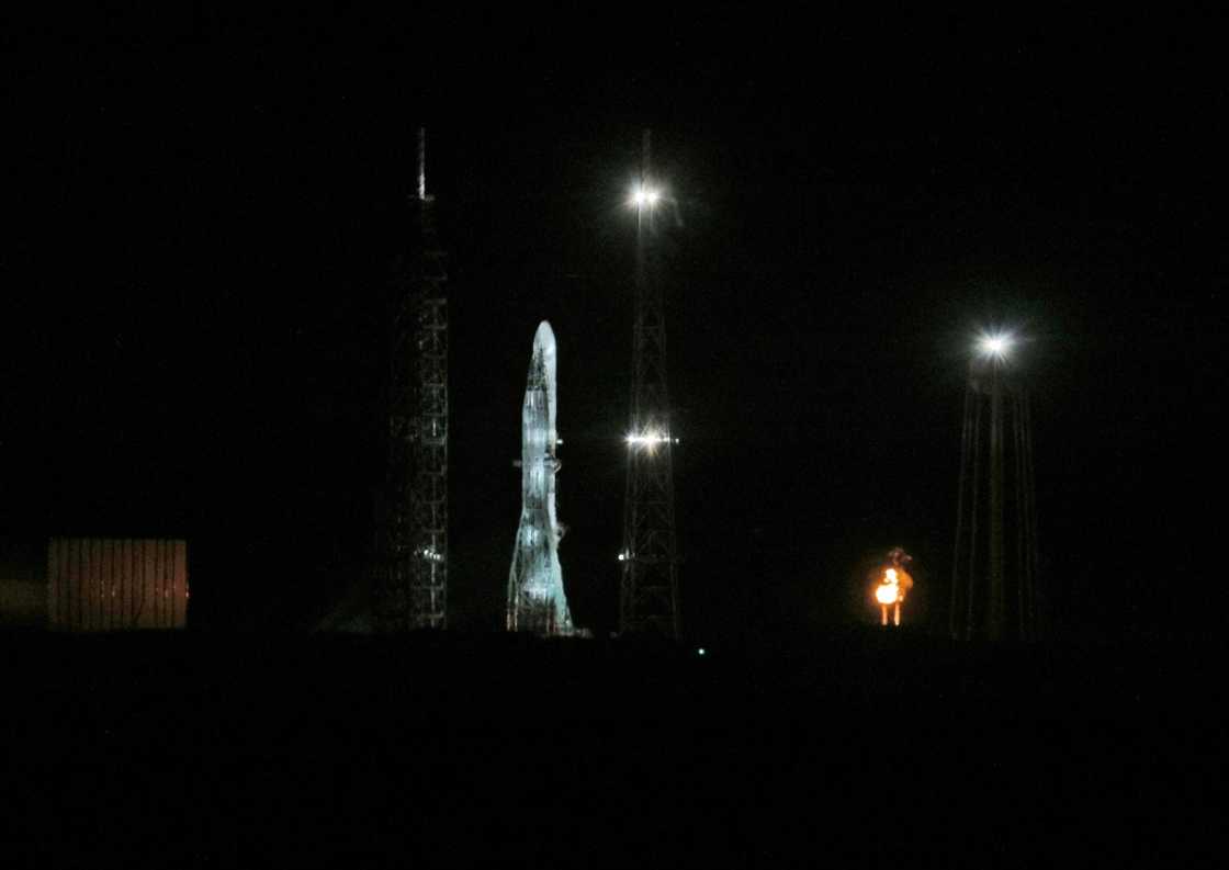 Blue Origin's New Glenn rocket is seen on the launch pad at the Kennedy Space Center in Cape Canaveral, Florida ahead of its maiden flight Blue Origin's New Glenn rocket is seen on the launch pad at the Kennedy Space Center in Cape Canaveral, Florida ahead of its maiden flight