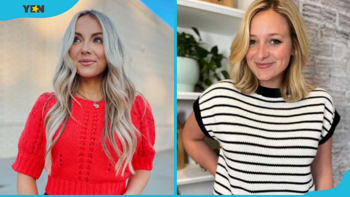 Women wearing short-sleeve sweaters Women wearing short-sleeve sweaters