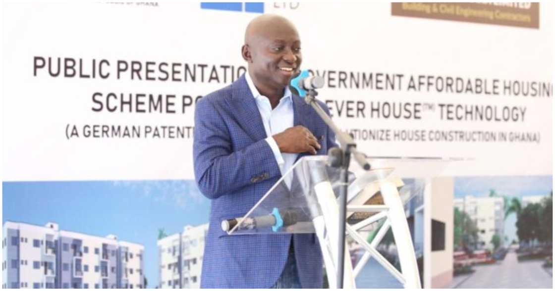 Former Minister for Works and Housing, Samuel Atta Akyea, speaks at an event