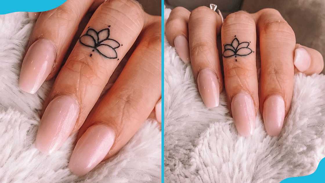 Cute lotus flower finger tattoo Cute lotus flower finger tattoo