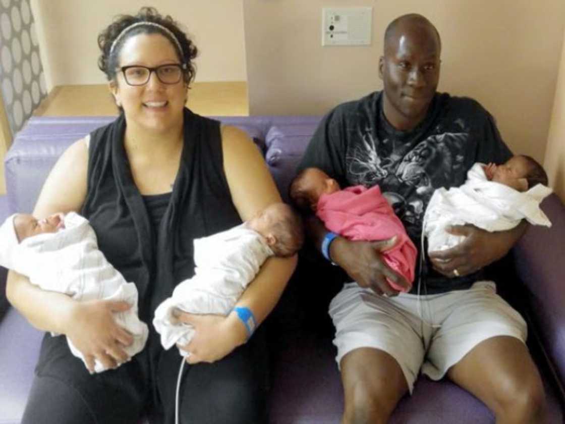 Couple and their quadruplet babies Couple and their quadruplet babies