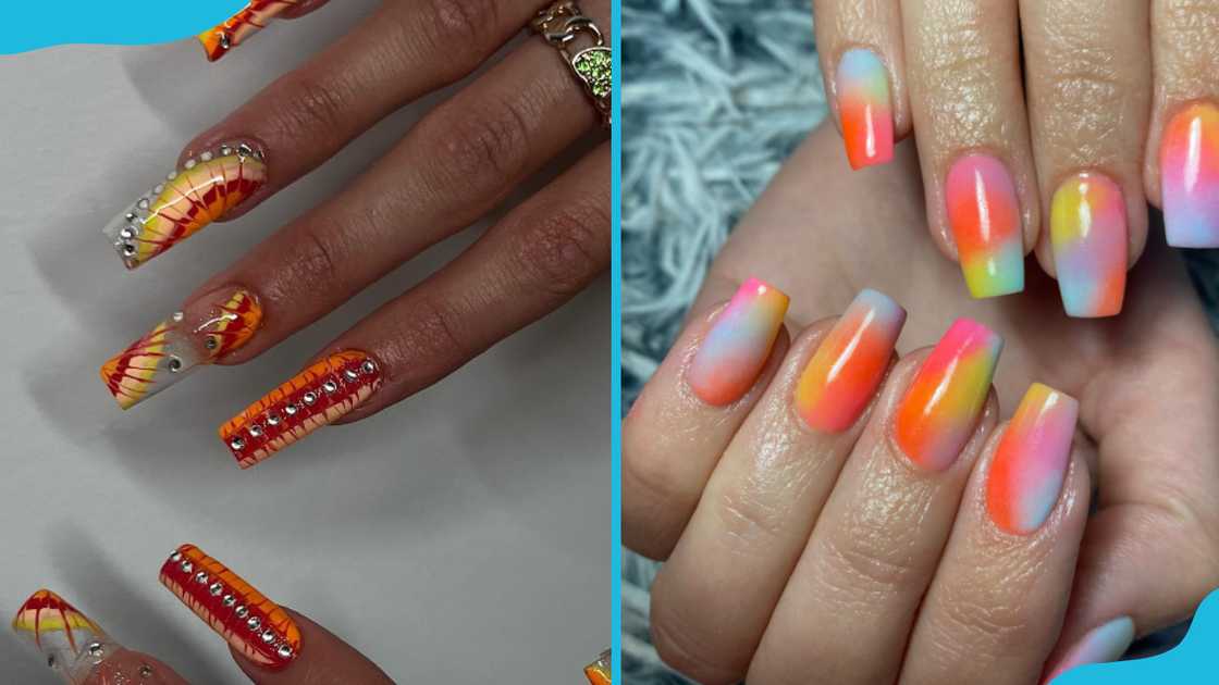 Tie-dye coffin nails Tie-dye coffin nails