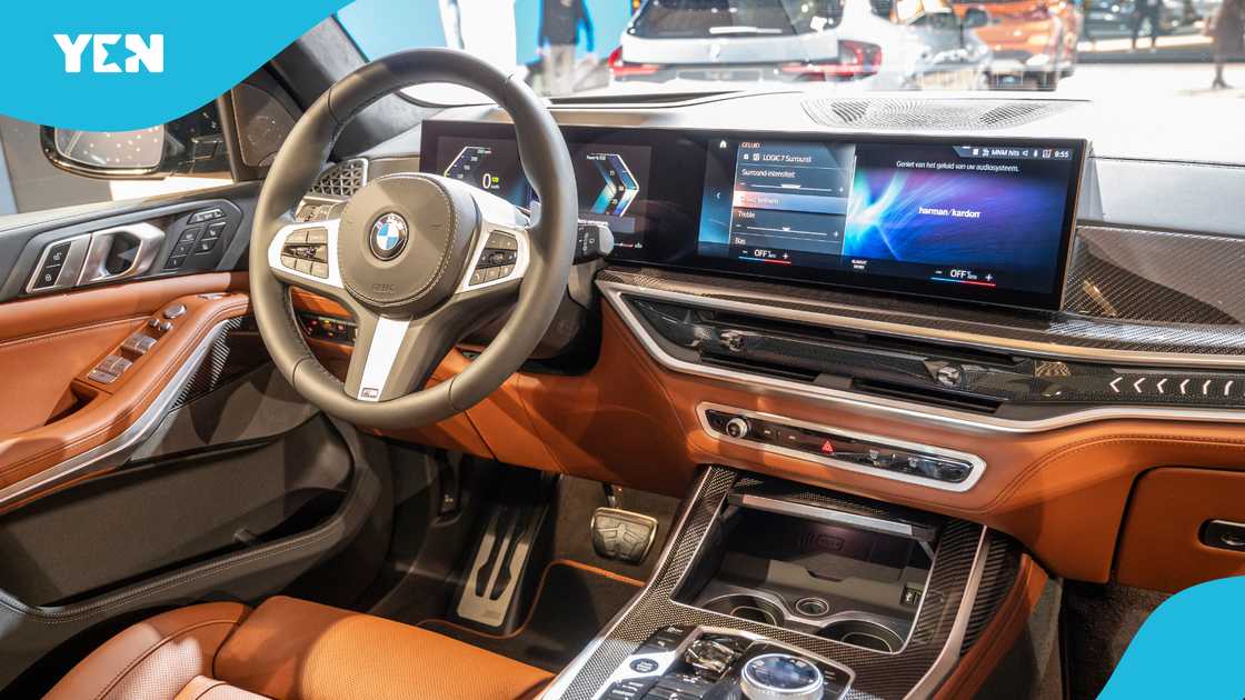 The interior design of a BMW X7 SUV. The interior design of a BMW X7 SUV.
