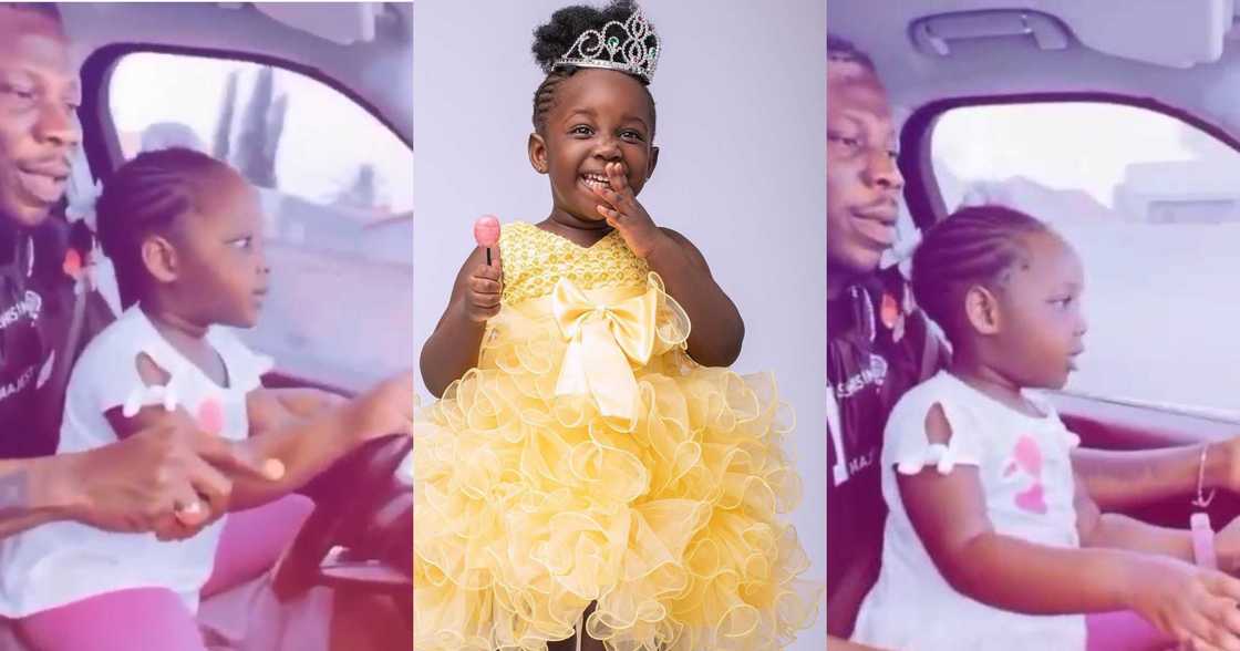 Stonebwoy Allows His Daughter Jidula To Drive Him Around Town; Fans 'Bore' (Video)