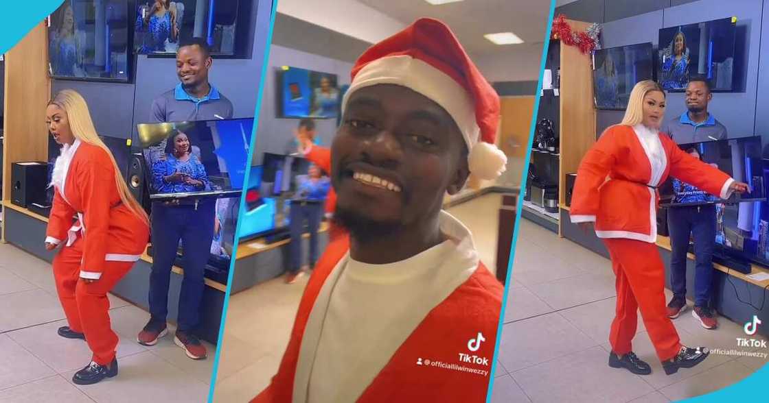 Nana Ama McBrown and Lil Win in Santa costumes Nana Ama McBrown and Lil Win in Santa costumes