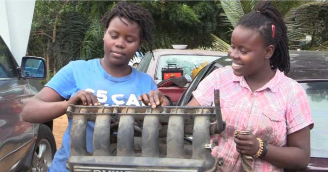 Gloria & Glorine: Meet the 14-year-old twins who quit school to learn mechanical work at a fitting shop Gloria & Glorine: Meet the 14-year-old twins who quit school to learn mechanical work at a fitting shop