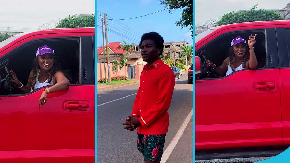 Nana Ama McBrown, Red Ford Ranger Raptor, Fan, McBrown driving Nana Ama McBrown, Red Ford Ranger Raptor, Fan, McBrown driving