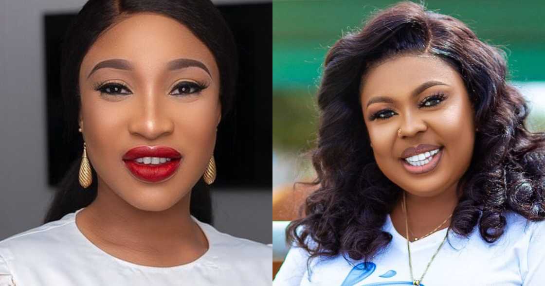 Moment Tonto Dikeh passionately kissed Afia Schwar on the lips in video pops up; shows their close bond