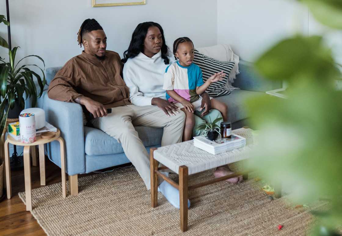 A family watching the television