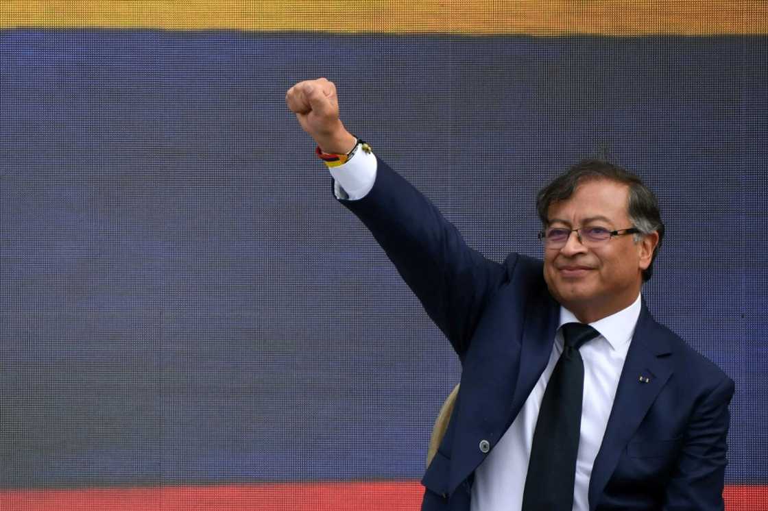 Colombia's Gustavo Petro gestures during his inauguration ceremony in Bogota on August 7, 2022 Colombia's Gustavo Petro gestures during his inauguration ceremony in Bogota on August 7, 2022