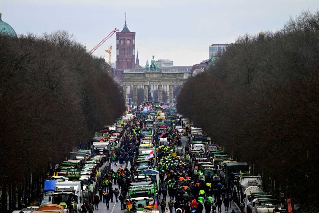 Tractors and trucks besieged Berlin's landmark Brandenburg gate in January as farmers protested at the elimination of fuel subsidies Tractors and trucks besieged Berlin's landmark Brandenburg gate in January as farmers protested at the elimination of fuel subsidies