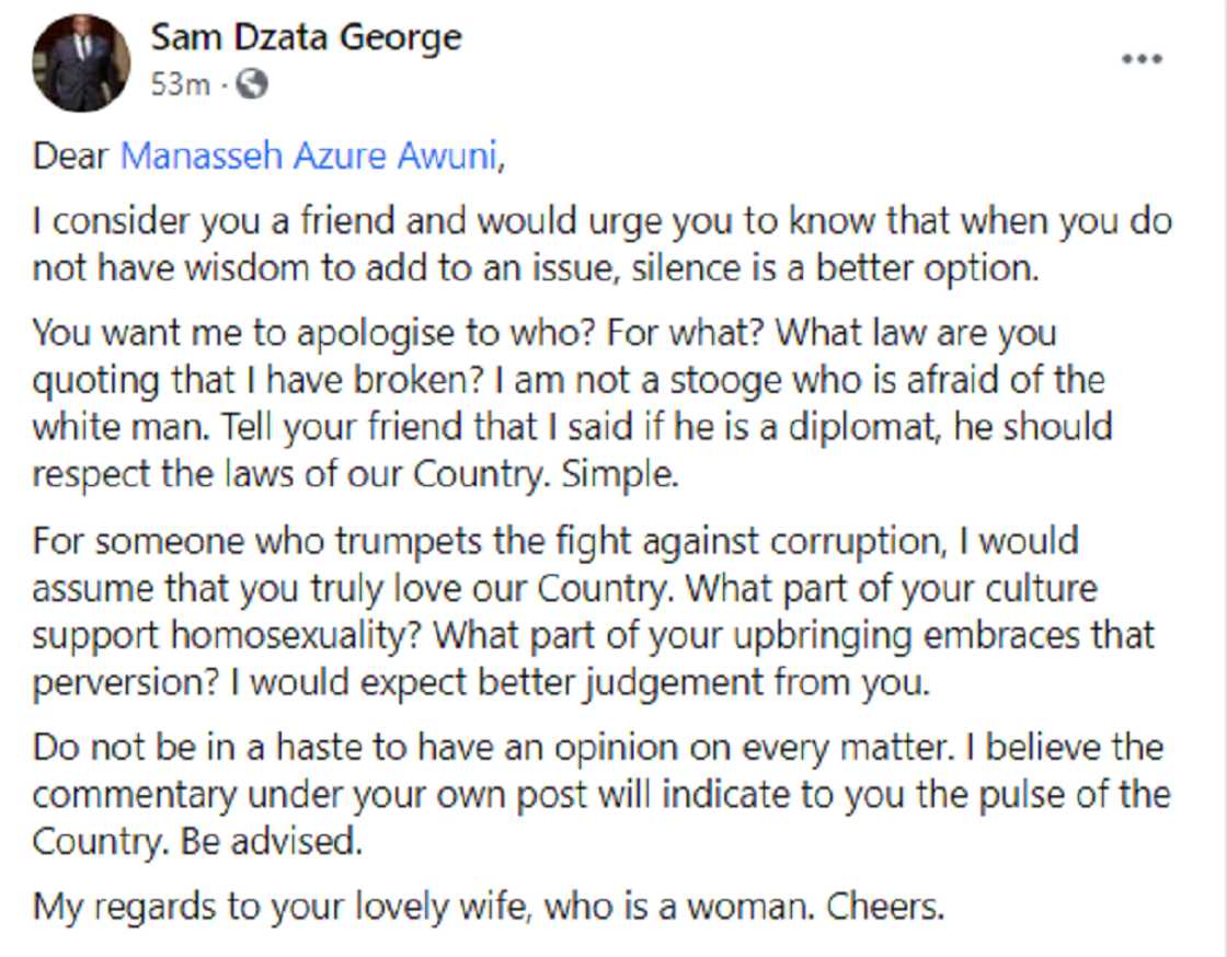 Sam George clashes with Manasseh Azure over Pro-LGBTQ Australian High Commissioner Sam George clashes with Manasseh Azure over Pro-LGBTQ Australian High Commissioner