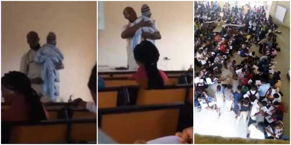 Kind Nigerian lecturer carries student's baby while lecturing in class, video goes viral Kind Nigerian lecturer carries student's baby while lecturing in class, video goes viral