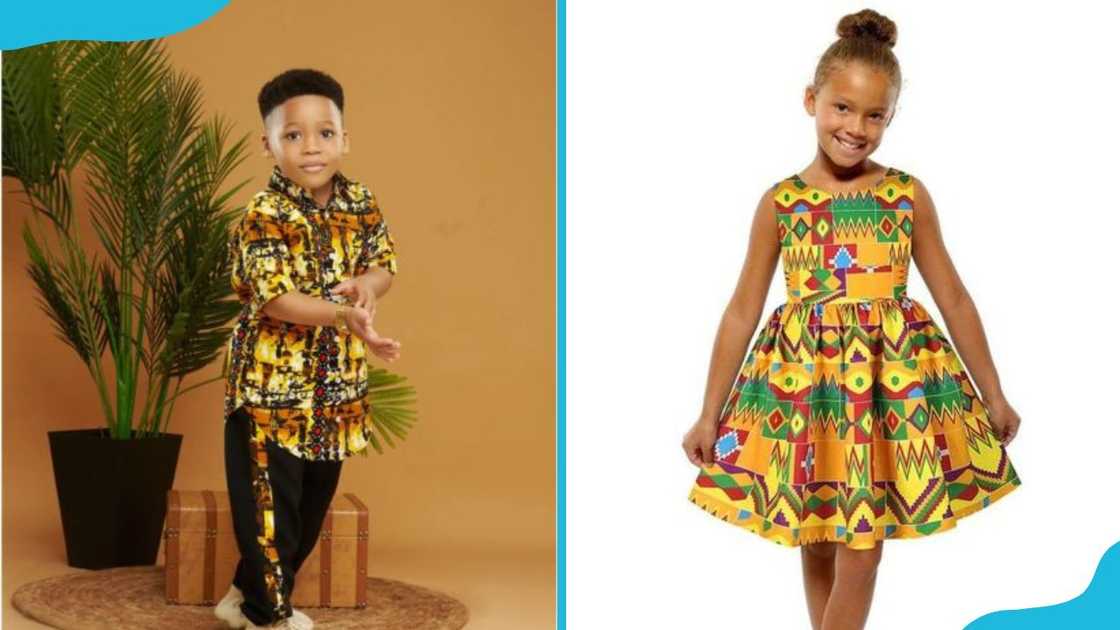 A boy and a girl posing with their Ankara outfit A boy and a girl posing with their Ankara outfit