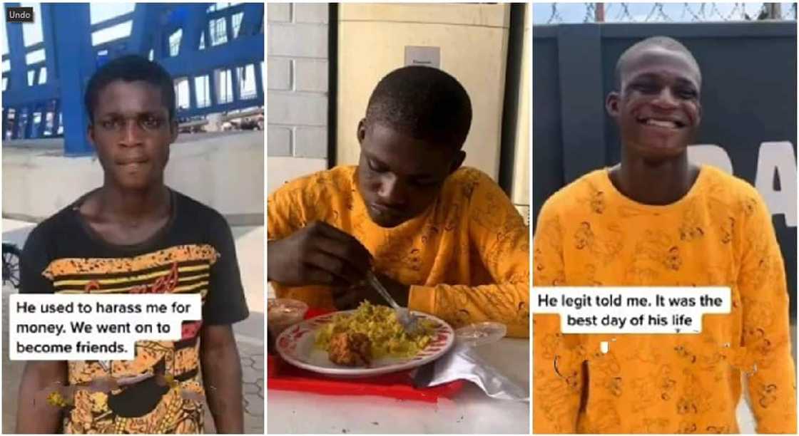 Man looks good after being transformed by a stranger. Man looks good after being transformed by a stranger.