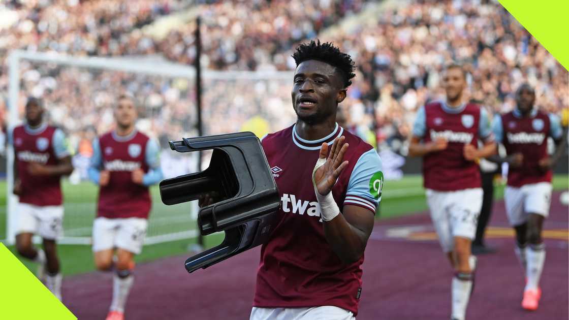 West Ham forward Mohammed Kudus celebrated with a stool after ending his goal-scoring drought in the Premier League. West Ham forward Mohammed Kudus celebrated with a stool after ending his goal-scoring drought in the Premier League.