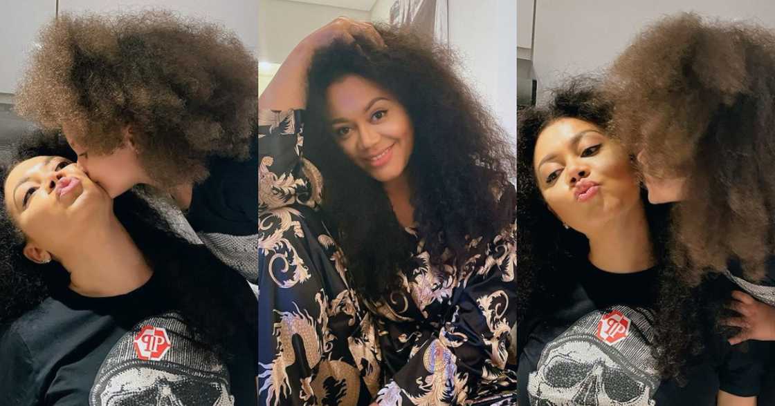Nadia Buari 'twins' with daughter as she flaunts their natural hair in photos, gets Ghanaians talking