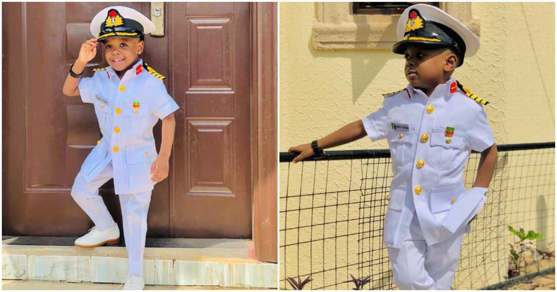 Boy dressed like Navy officer for career day in school Boy dressed like Navy officer for career day in school