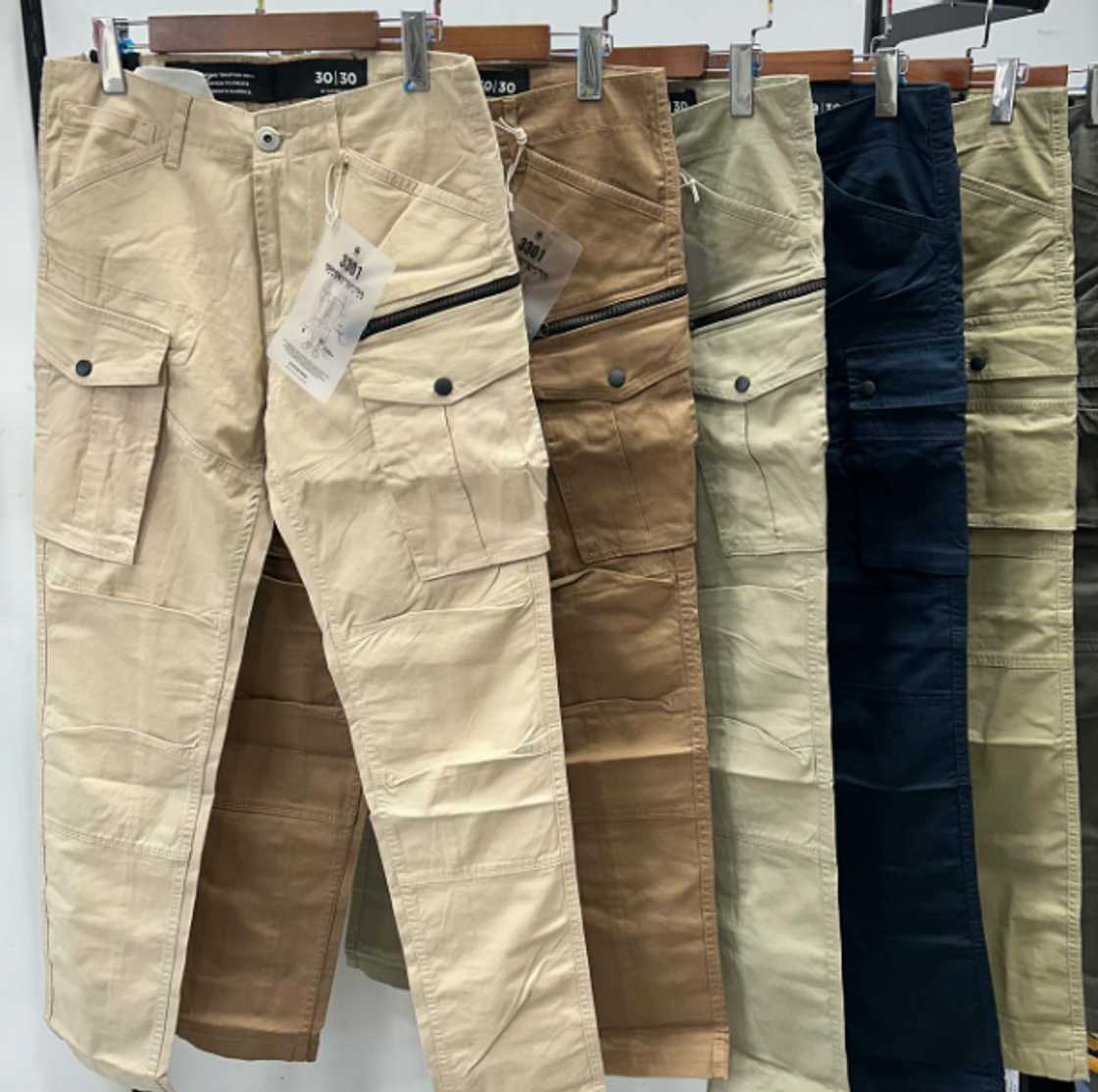 A display of men's traditional cargo pants A display of men's traditional cargo pants