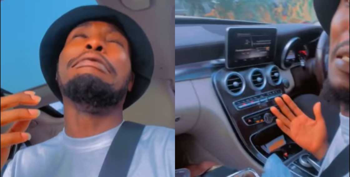 Teacher Kwadwo crying inside Mercedes Benz after GES sacked him