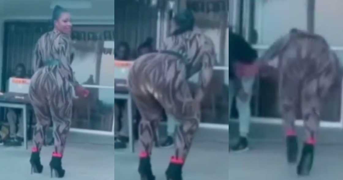 Video: Slay queen in high heels falls while shaking her heavy backside