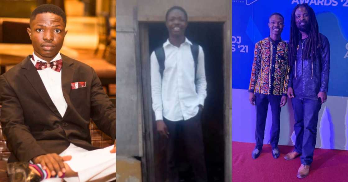 Akonnor Didas poses with Ghanaian music star Rocky Dawuni Akonnor Didas poses with Ghanaian music star Rocky Dawuni