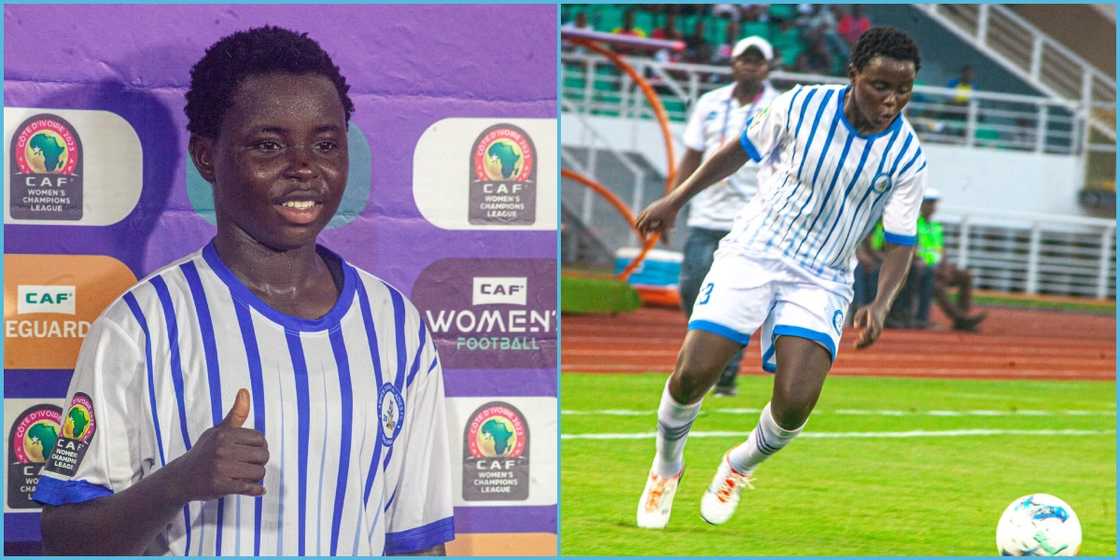 Comfort Yeboah: Ghanaians Stunned By Female Footballer’s Amazing Goal In CAF Women’s Championship Comfort Yeboah: Ghanaians Stunned By Female Footballer’s Amazing Goal In CAF Women’s Championship