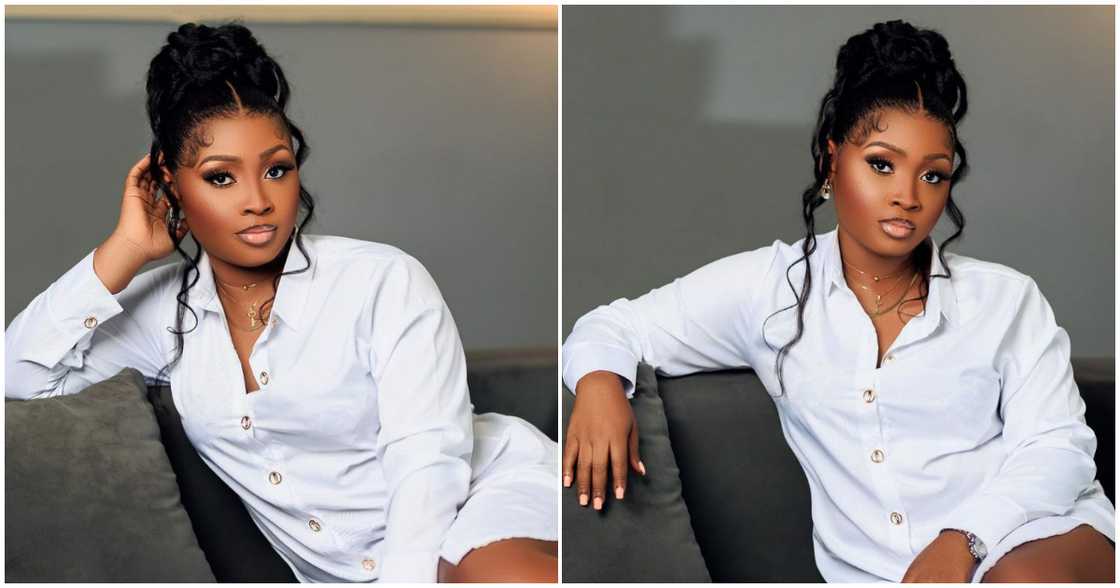 Nana Ama Strong slaying in white Nana Ama Strong slaying in white