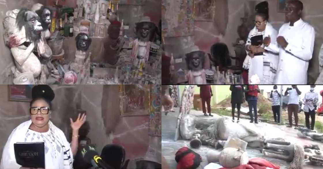 Nana Agradaa Did Not Burn All Her 'gods'; Video Shows She Left 3 Powerful Deities Nana Agradaa Did Not Burn All Her 'gods'; Video Shows She Left 3 Powerful Deities