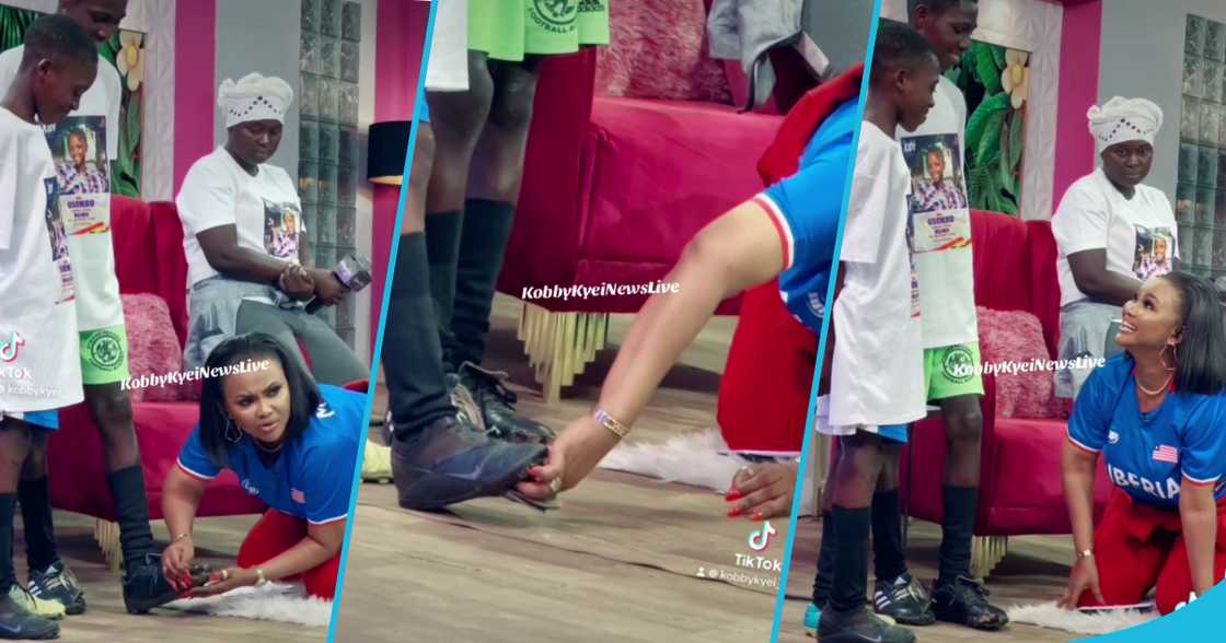 Nana Ama McBrown and underprivileged pupils of a football academy Nana Ama McBrown and underprivileged pupils of a football academy