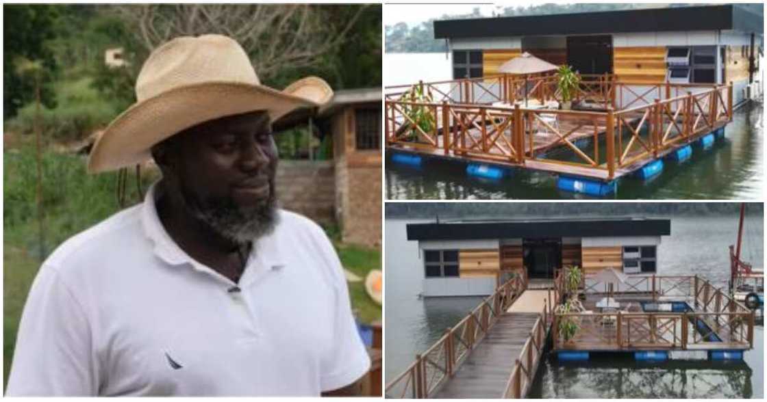 Ghanaian man builds a floating house in Akosombo Ghanaian man builds a floating house in Akosombo