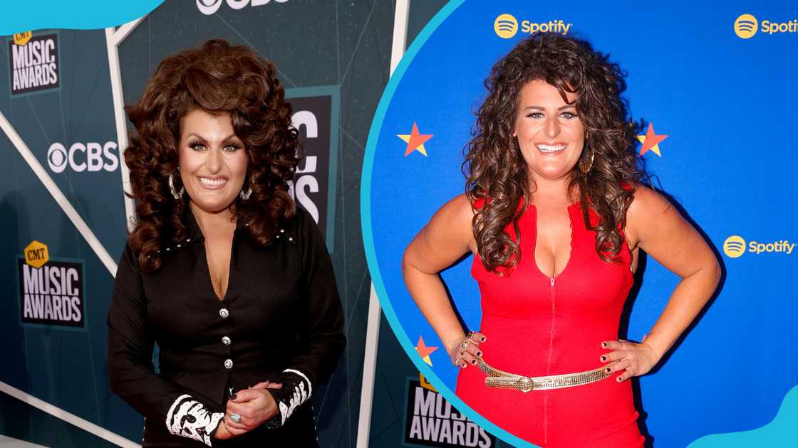 Hannah Dasher poses at the 2022 CMT Music Awards (L) and Spotify House during an event (R).