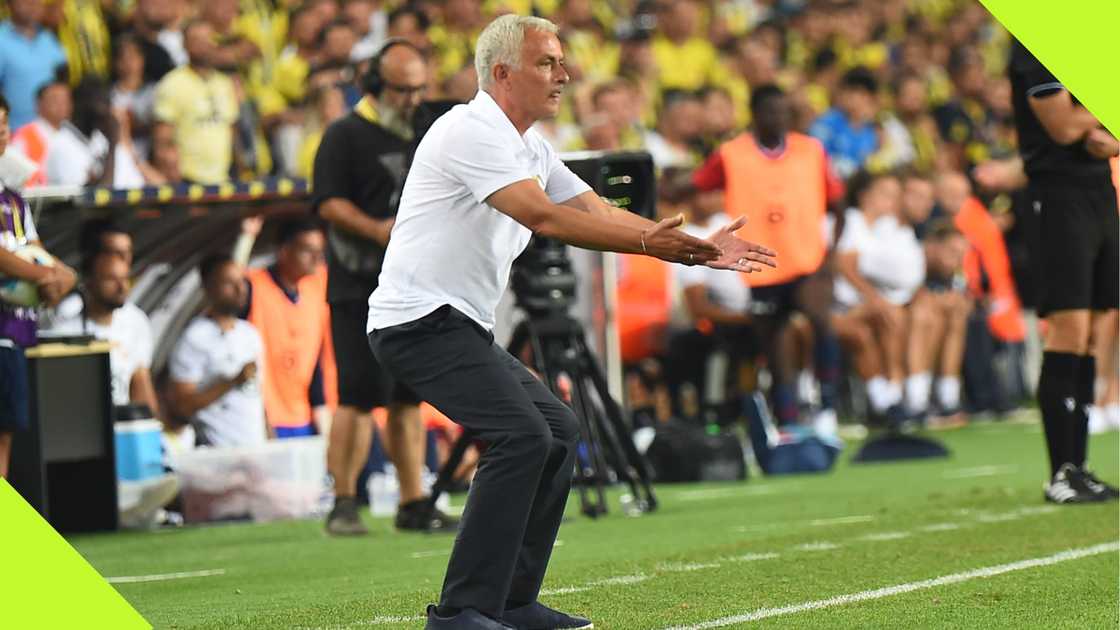 Jose Mourinho during Fenerbahce vs Lille. Jose Mourinho during Fenerbahce vs Lille.