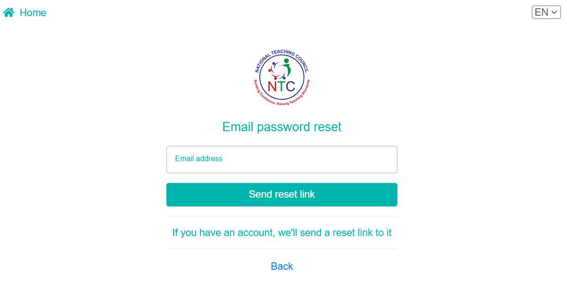 NTC password rest portal