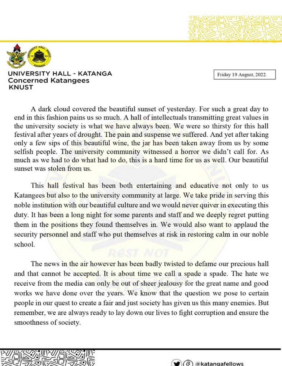 Statement of Concerned Katangees. Statement of Concerned Katangees.