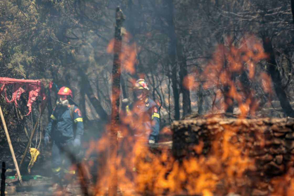 Firefighters were in action against a wildfire that forced hundreds to flee a suburb of Athens Firefighters were in action against a wildfire that forced hundreds to flee a suburb of Athens