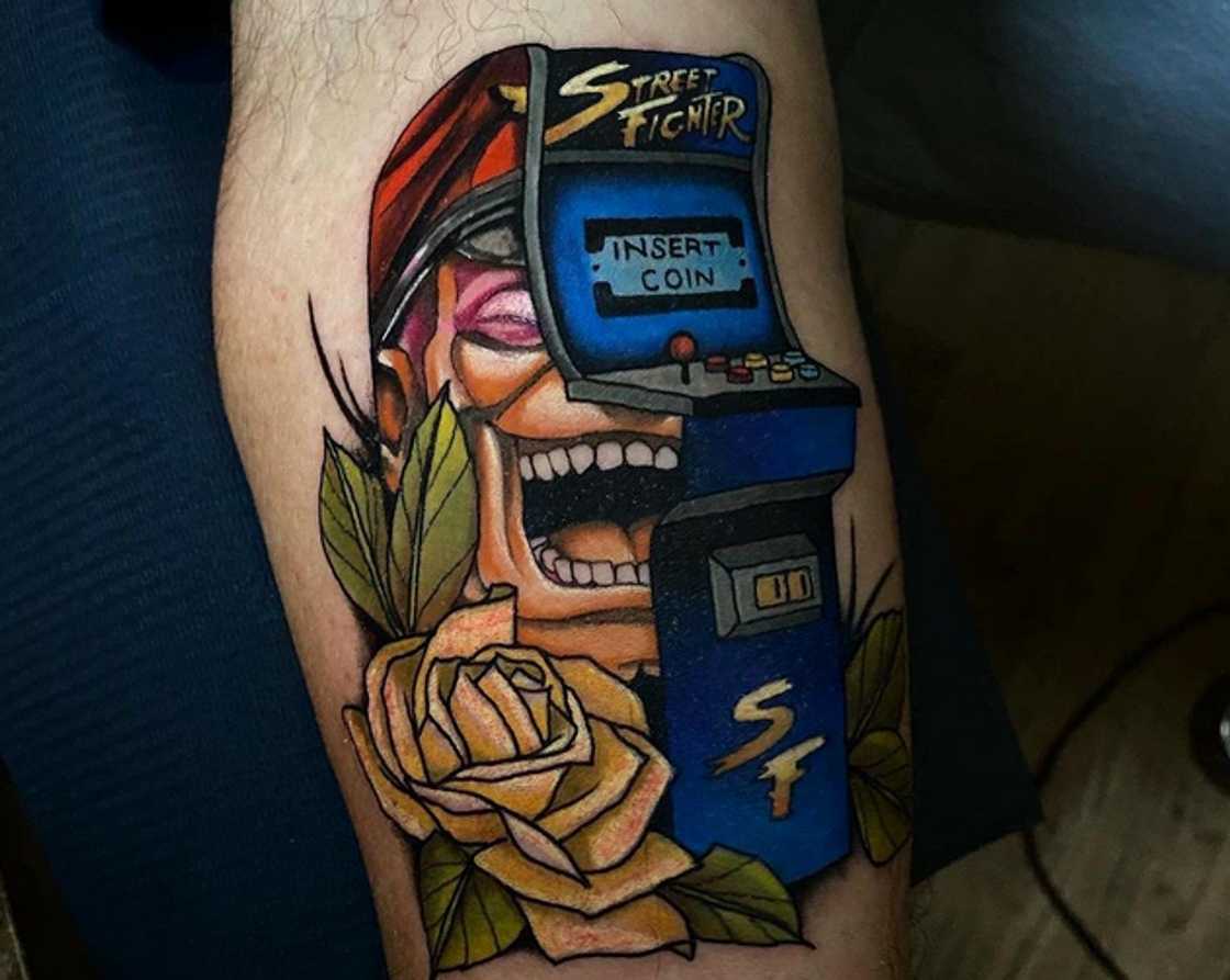Digitized Street Fighter arcade tattoo Digitized Street Fighter arcade tattoo