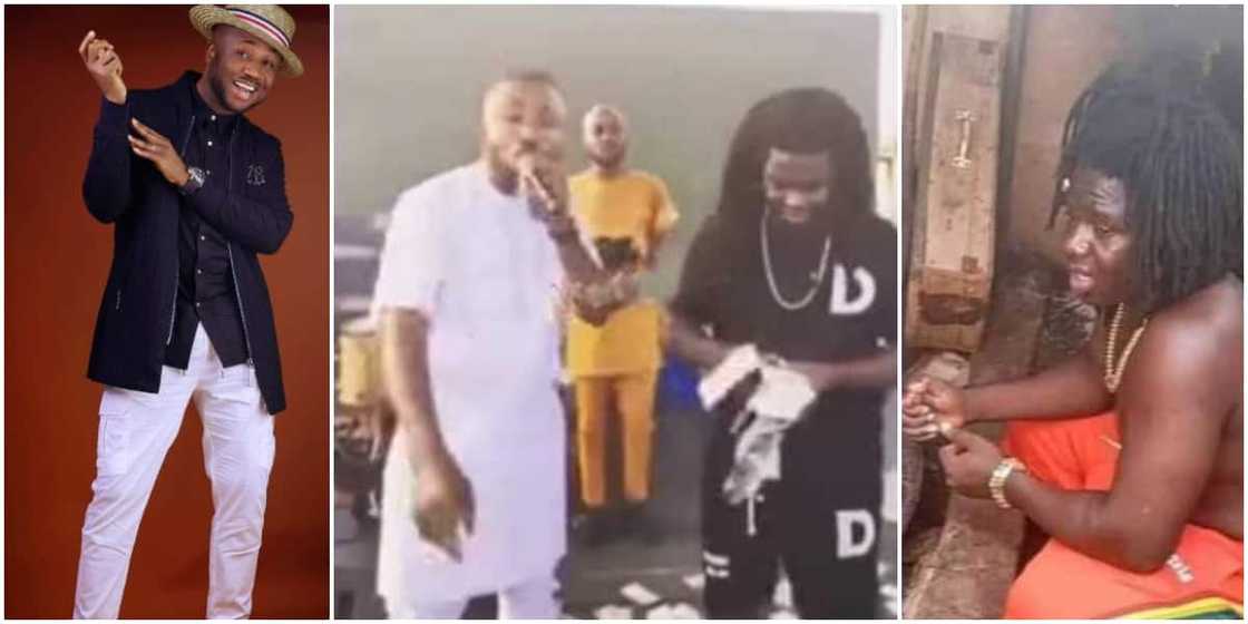 Reactions trail viral video of herbalist spraying popular Nigerian gospel singer cash at event Reactions trail viral video of herbalist spraying popular Nigerian gospel singer cash at event